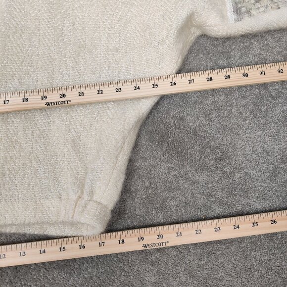 Le Blanc Mouton Women's Sweater One Size Beige Mohair Wool Dolman Sleeve Cropped - Picture 12 of 13
